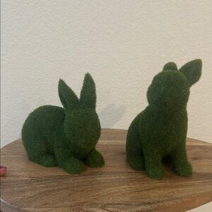 Green Moss Bunny Figurines